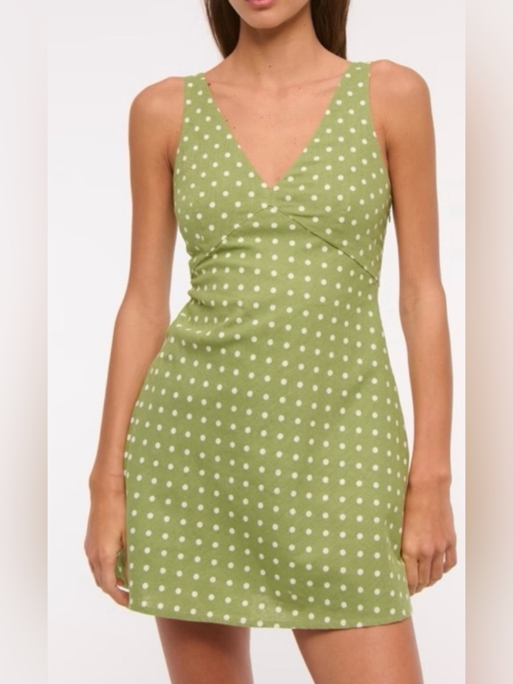 Abercrombie & Fitch Olive Green Polka Dot Mini Dress - Picture 3 of 6